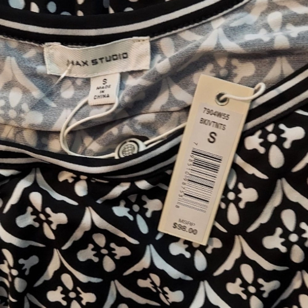 NWT Max Studio Black and White Print Dress ~sz S - Picture 4 of 5